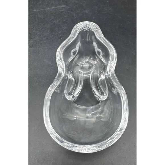 Crate & Barrel Clear Glass Covered Bunny Rabbit Candy Nuts Trinket Dish - Picture 8 of 10
